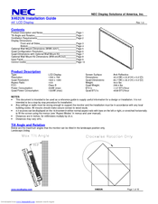 NEC MultiSync X462UN Installation Manual