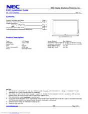 NEC E551-R Installation Manual