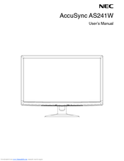 NEC AccuSync AS241W User Manual