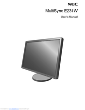 NEC MultiSync E231W User Manual