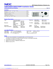 NEC NP-V260-R Installation Manual