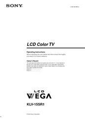 Sony WEGA KLV 15SR1 Operating Instructions Manual