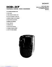 Sony ICD-37 - Ic Recorder Specifications