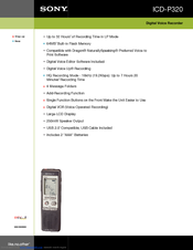 Sony ICD-P320 Digital Voice Editor 2 Specifications