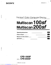 Sony Multiscan 100 sf Operating Instructions Manual