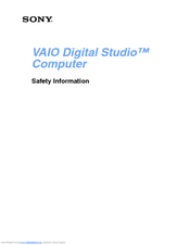 Sony VAIO Digital Studio PCV-7742 Safety Information Manual