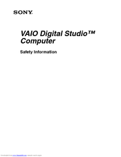 Sony PCV-RX780P Safety Information Manual