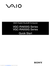 Sony VAIO Digital Studio VGC-RA930G Series Quick Start Manual