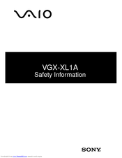Sony VGX-XL1 - Digital Living System Safety Information Manual