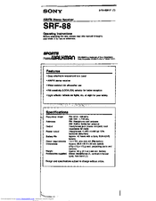 Sony Sports Walkman SRF-88 Operating Instructions Manual