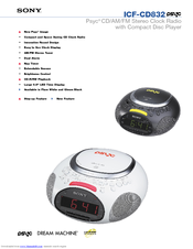 Sony Walkman ICF-CD832 Specification Sheet