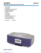 Sony Walkman ICF-CD873 Specification Sheet