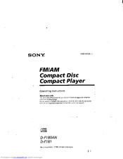 Sony D-F181 - Fm/am Portable Cd Player Operating Instructions Manual