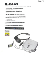 Sony Discman D-E445 Specification Sheet