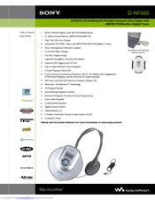 Sony Walkman D-NF600 Manuals | ManualsLib