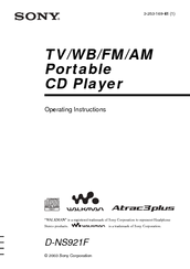 Sony D-NS921F - Portable Cd Player Operating Instructions Manual
