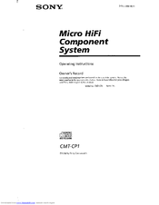 Sony CMT-CP1 - Micro Hi Fi Component System Operating Instructions Manual
