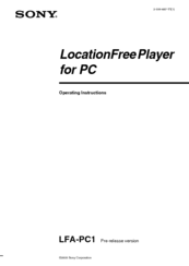 Sony LFA-PC1 Operating Instructions Manual