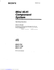 Sony MHC-F100 - Mini Hi Fi System Operating Instructions Manual