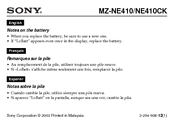 Sony WALKMAN MZ-NE410CK Supplemental Notes