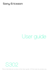 Sony Ericsson S302i User Manual
