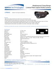 Speco LPRB922 Specifications