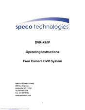 Speco DVR-X4/IP Operating Instructions Manual