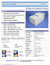 Star Micronics SP300 Series Specifications