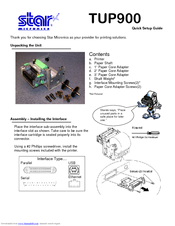 Star Micronics TUP992 Series Quick Setup Manual