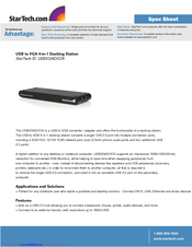 StarTech.com USBVGADOCK Specifications