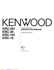 Kenwood KRC-191 Instruction Manual