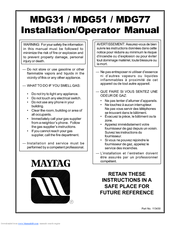 Maytag MDG51PDAWW Installation & Operator's Manual