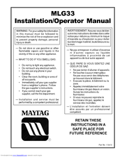 Maytag MLG33PDAWW Installation & Operator's Manual