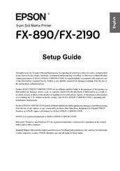 Epson FX-890A Setup Manual