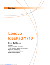 Lenovo Y710 - IdeaPad - Pentium Dual Core 1.86 GHz User Manual