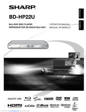 Sharp BD HP22U - AQUOS Blu-Ray Disc Player Operation Manual