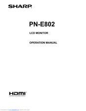Sharp PN-E802 Professional Operation Manual