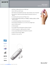 Sony NW-E003F - 1gb, Fm Tuner Network Walkman Specifications