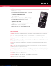 Sony NWZ-S544 - 8gb Walkman Digital Music Player Specifications