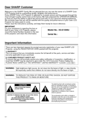 Sharp XG-E1200U Operation Manual