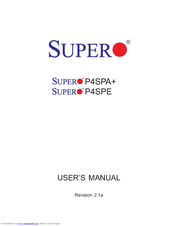 Supermicro P4SPA Plus User Manual