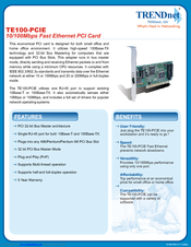 TRENDnet TE100-PCIE Specifications