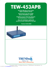 TRENDnet TEW-453APB - 108Mbps Wireless Super G HotSpot Access Point Quick Installation Manual