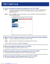 TRENDnet TPL-110AP - 125Mbps 802.11g Wireless Powerline Access Point Frequently Asked Questions Manual