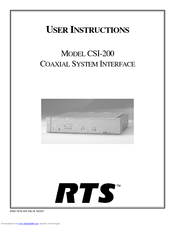 RTS CSI-200 User Instructions