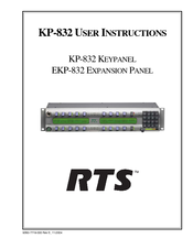 RTS EKP-832 User Instructions