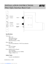 RTS Fiber Optic Interface Back Card Installation Instructions