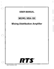 RTS Digital Matrix Intercom MDA-100 User Manual