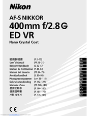 Nikon AF-S NIKKOR 400mm f/2.8G ED VR User Manual
