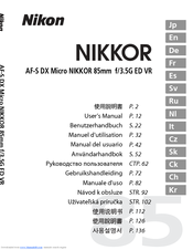 Nikon AF-S DX Micro NIKKOR 85mm f/3.5G ED VR User Manual